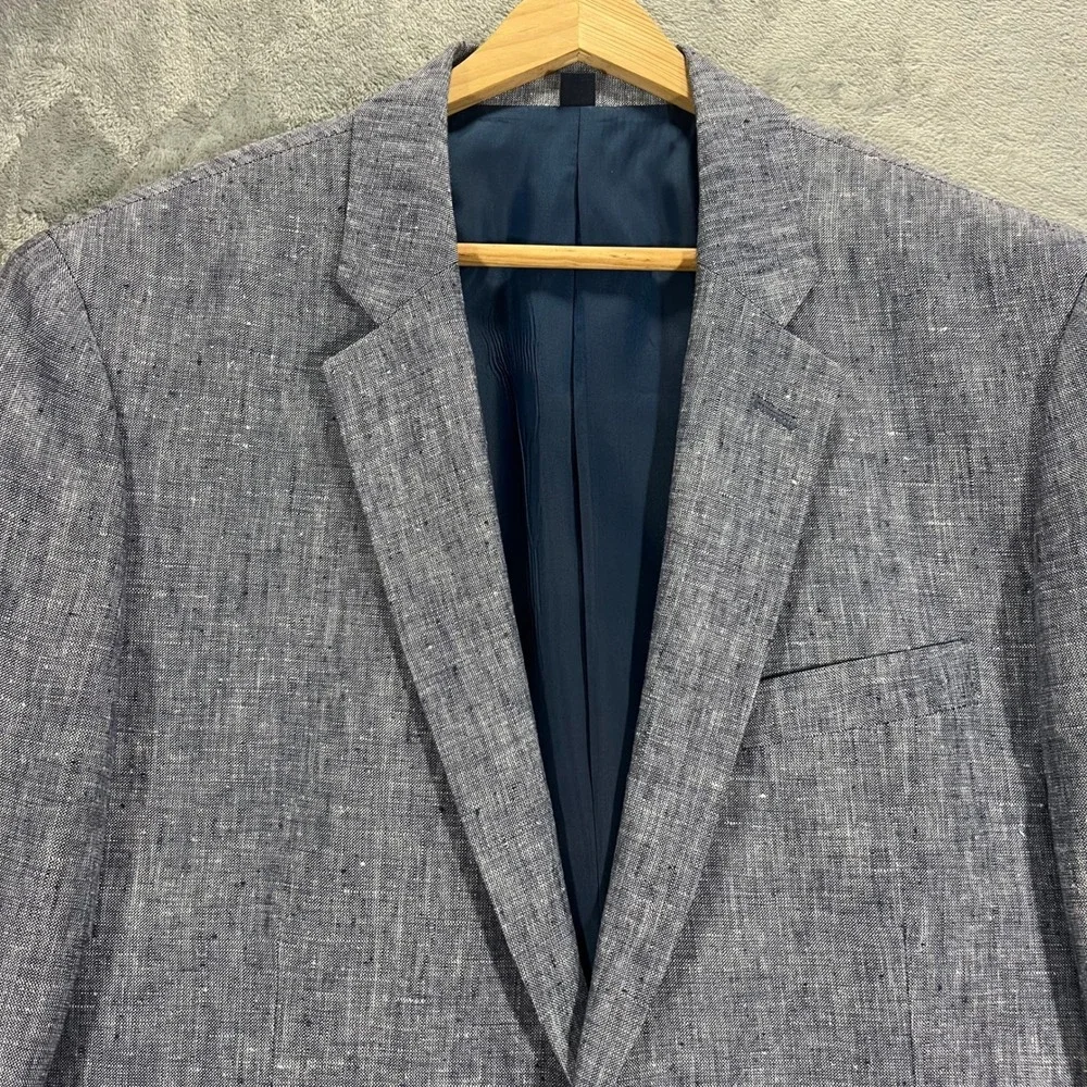 J.Crew Thompson Blazer Mens 42R Blue Excellent 100% Linen Sport Coat H5090